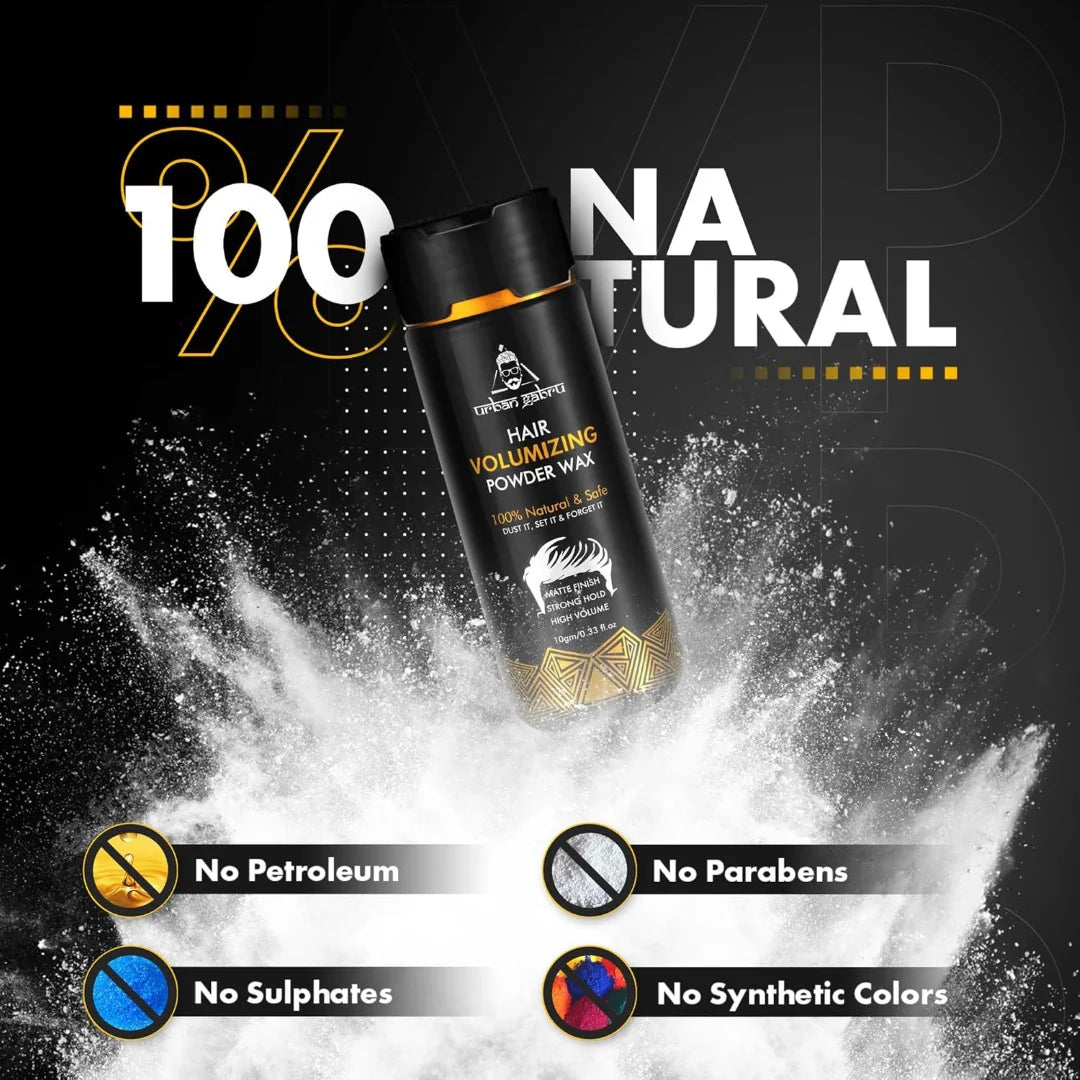 UrbanGabru Hair Volumizing Powder Wax strong hold | Matte Finish | 24 hrs hold | 100% natural & safe hair styling powder 10gm