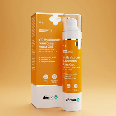 The Derma Co 1% Hyaluronic Sunscreen Aqua Gel - 50g Broad Spectrum Protection SPF50 PA++++