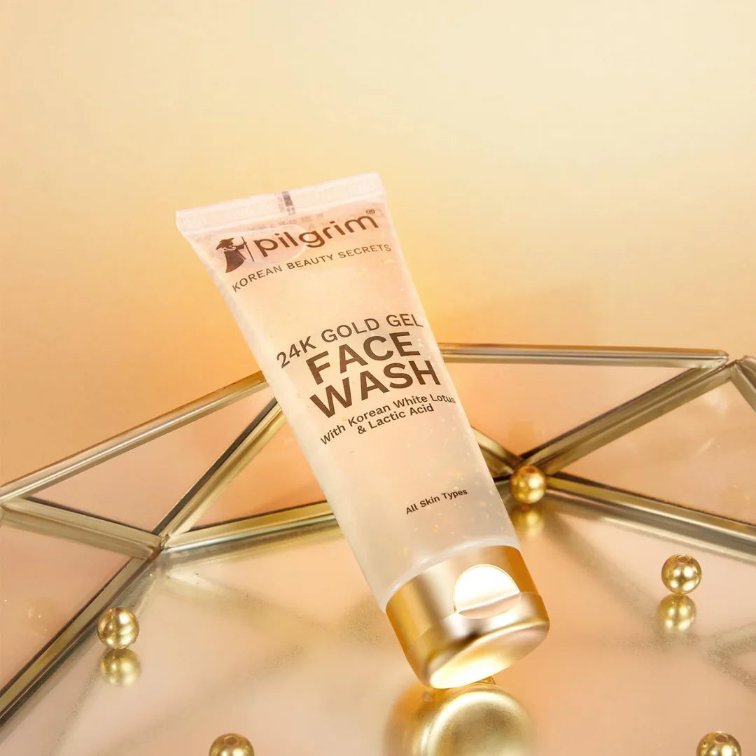 Pilgrim 24k Gold Gel Facewash with Korean White Lotus & Lactic Acid (80ml)