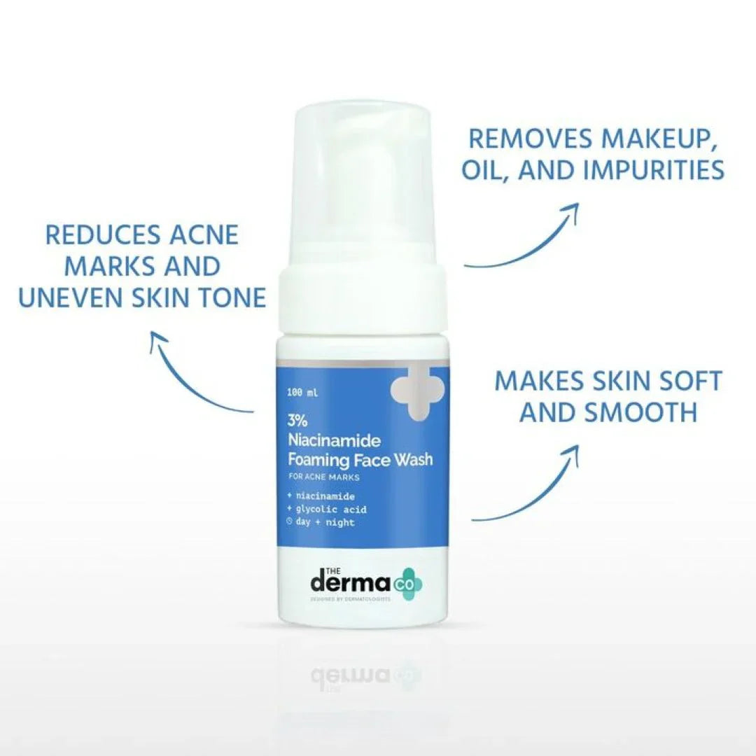 The derma Co 3% Niacinamide Foaming Face Wash - 100ml For Fades Acne Marks