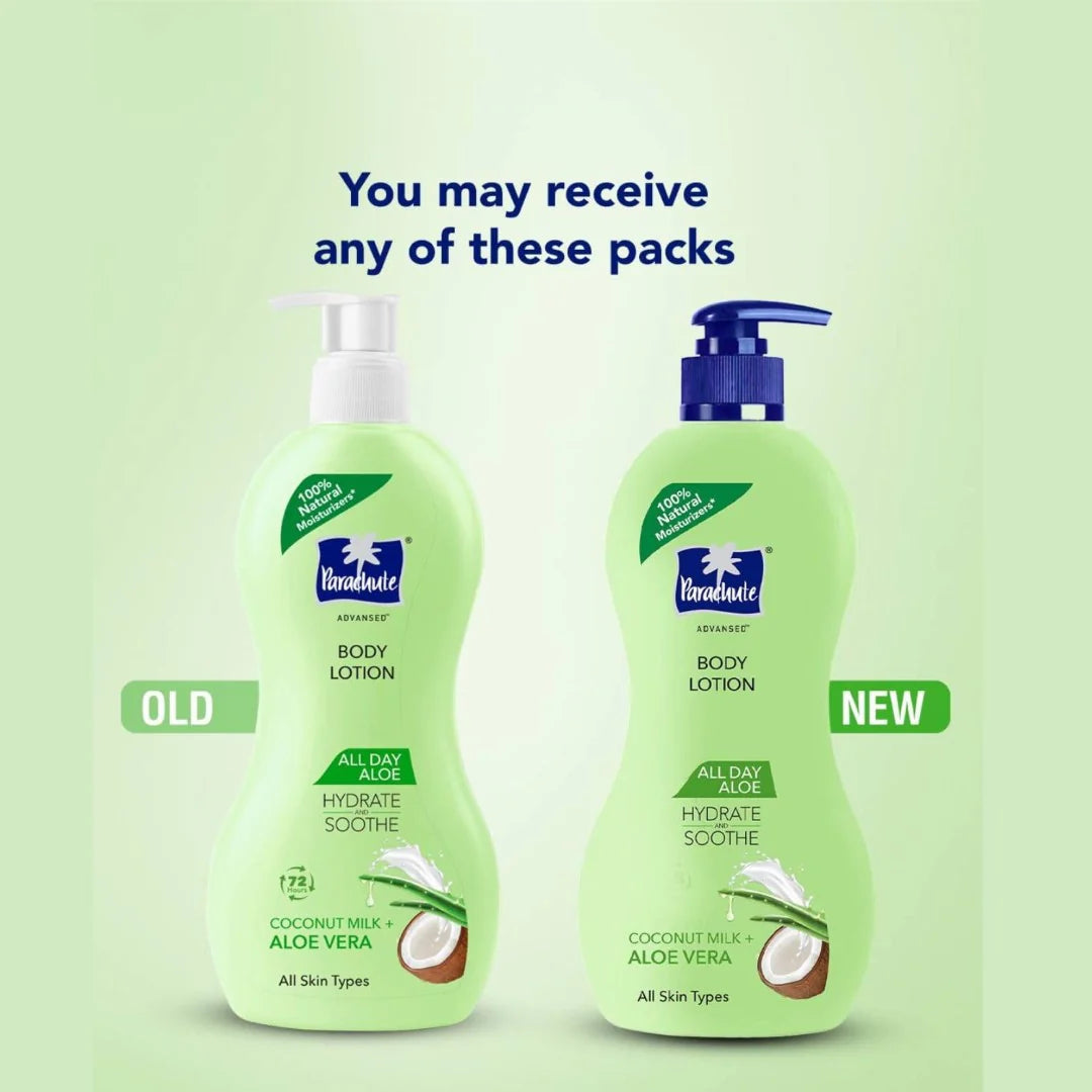 Parachute Advansed All Day Aloe Lotion, 100% Natural Moisturisers, 400ml