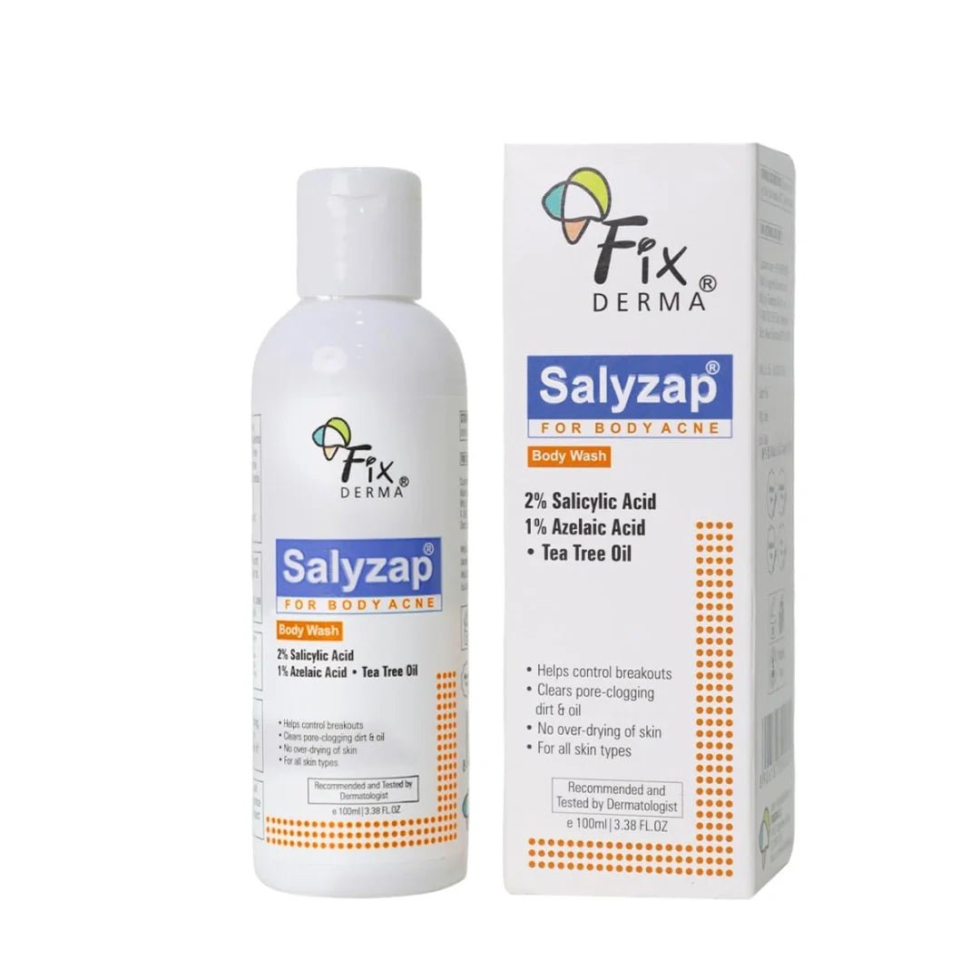  - Fixderma Salyzap 2% Salicylic Acid Body Wash I For Acne, Anti Acne Body Wash on Back | Arms Suitable For Acne Prone Skin I Shower Gel For Women & Men I - 100ml - Looknstyle