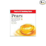 Pears Pure & Gentle Soap Bar (125gm Pack of 8) - With Glycerin for Soft, Glowing Skin & Body, Paraben-Free Body Soaps For Bath Ideal for Men & Women