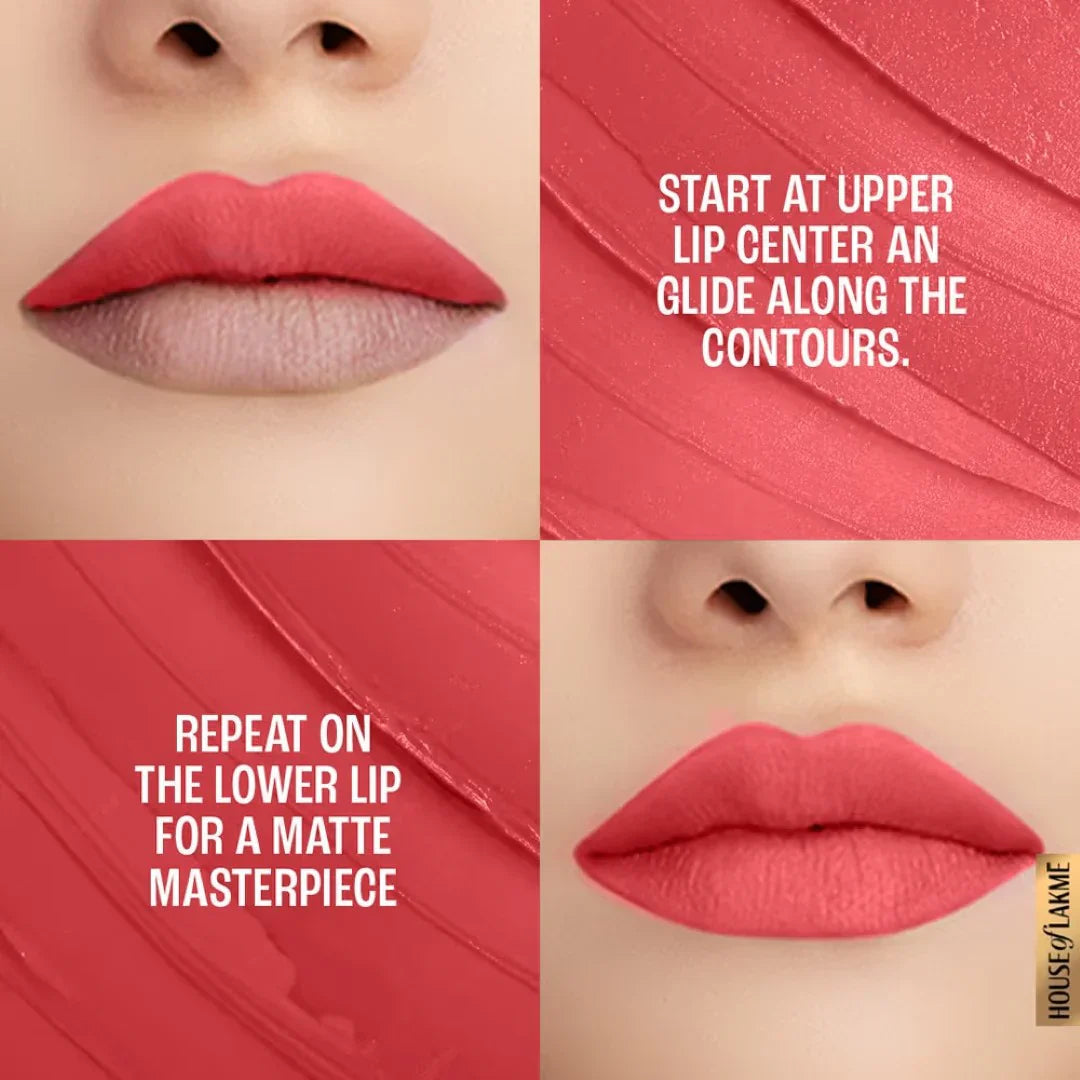 Lakme 9 To 5 Powerplay Priming Matte Lipstick, Lasts hrs, Peachy Affair (3.6g)