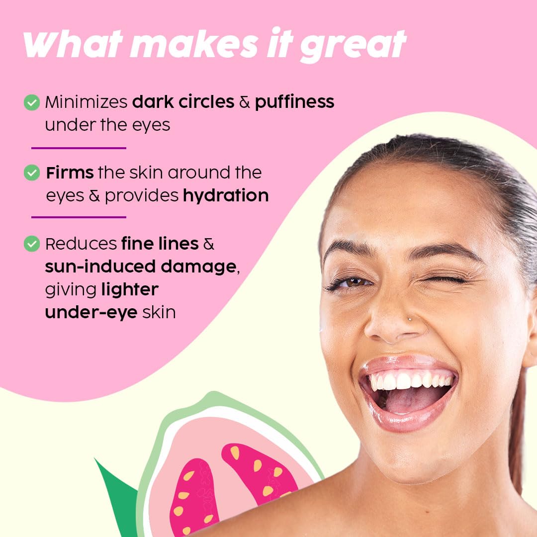 PLIX - THE PLANT FIX Guava Fresh Under-Eye Gel | Reduces Dark Cirles & Puffiness | Reduces Fine Lines | With 3% Niacinamide, Vitamin E & Caffeine | 100% Vegan | 15 gms