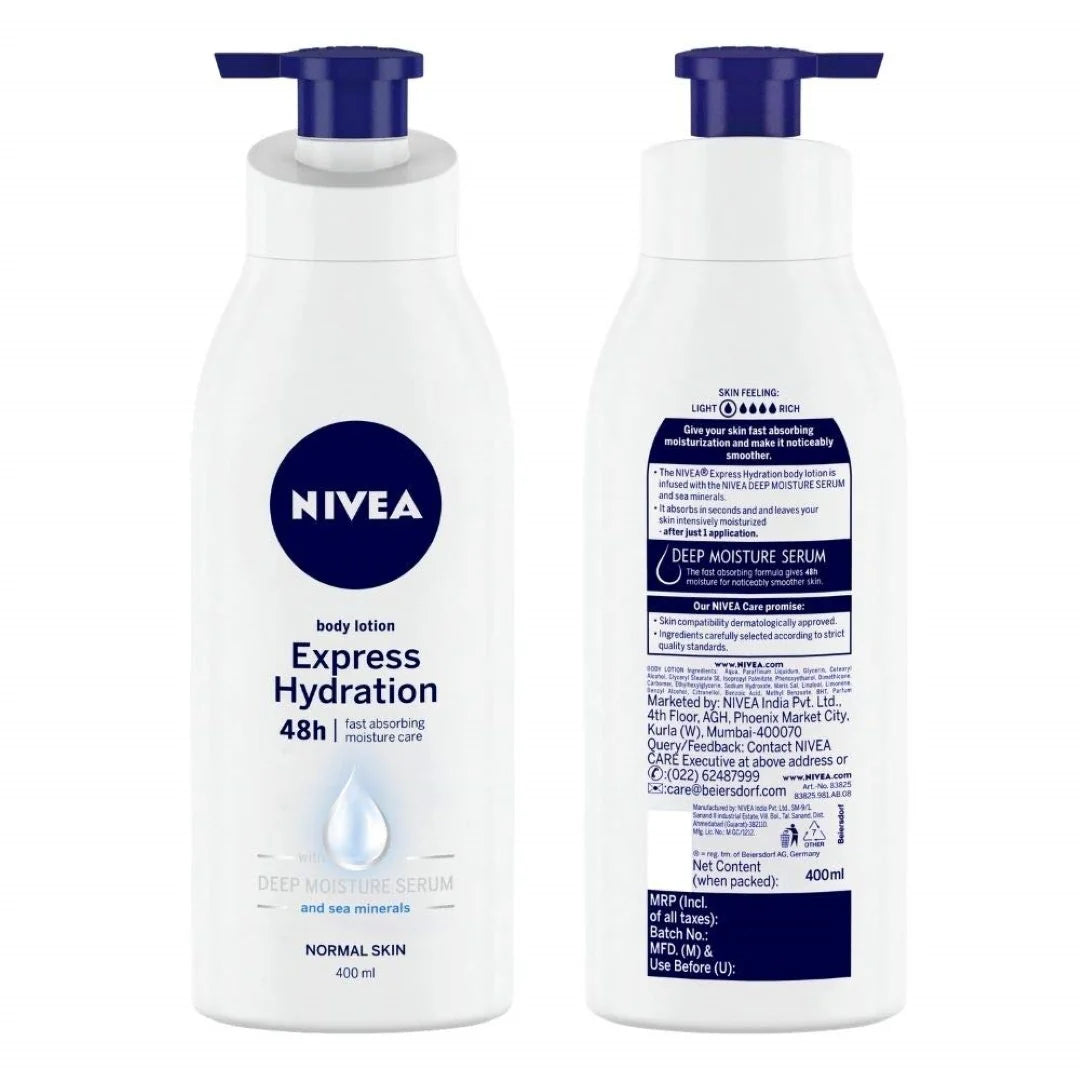 NIVEA Express Hydration 400ml Body Lotion | 48 H Moisturization & Hydration for Summer