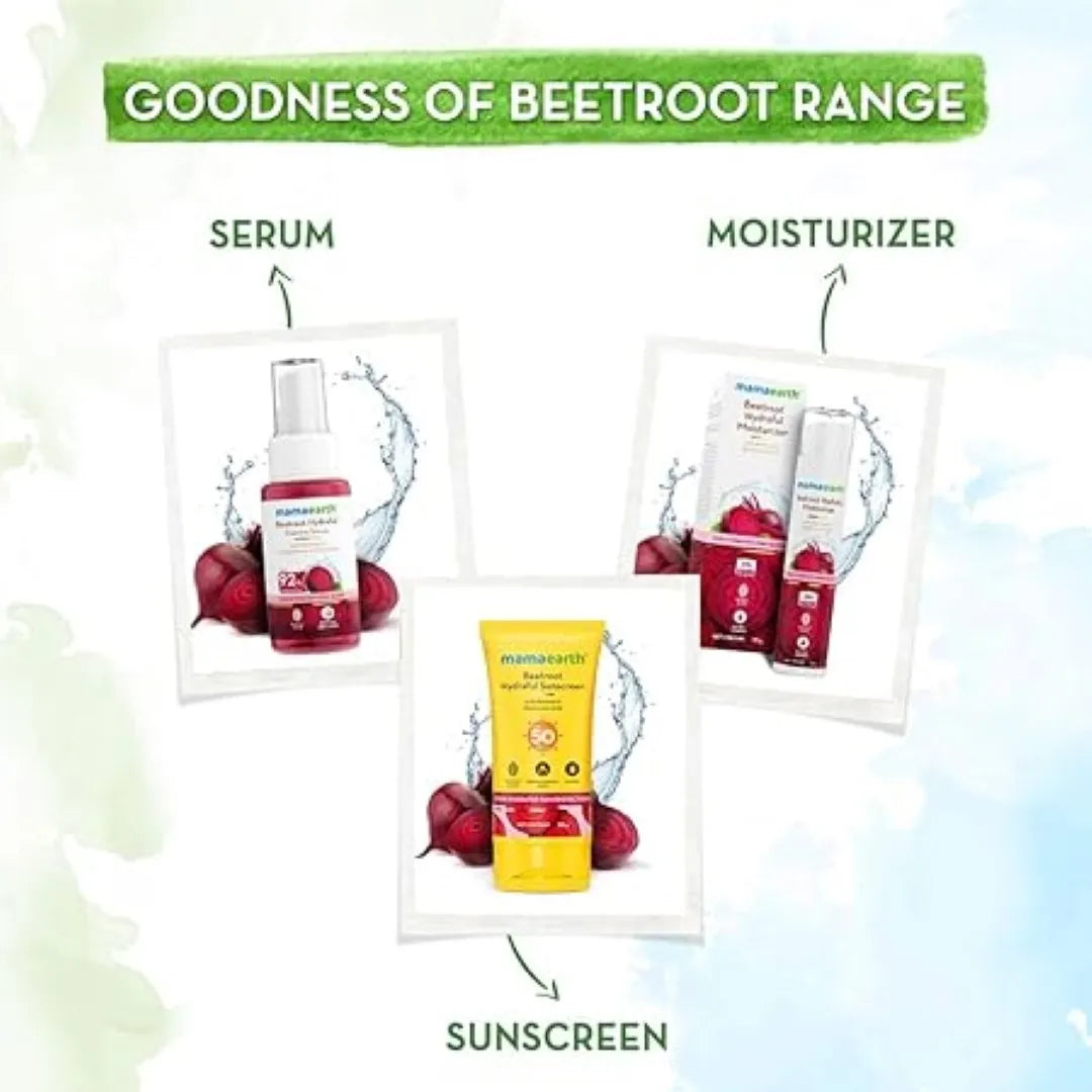 Mamaearth Beetroot Hydraful Sunscreen With Hyaluronic Acid - 50 g |SPF 50 & PA++++ | UVA & B Protection | Hydrates Skin | For Oily, Combination & Dry Skin | No white cast