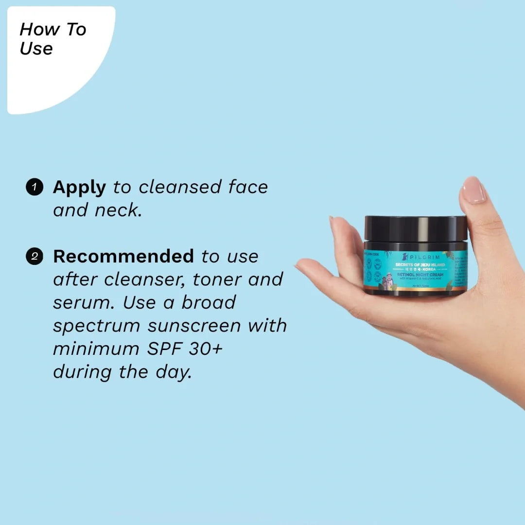 PILGRIM Korean Retinol Anti Aging Night Cream with Hyaluronic Acid & Vitamin C |50gm