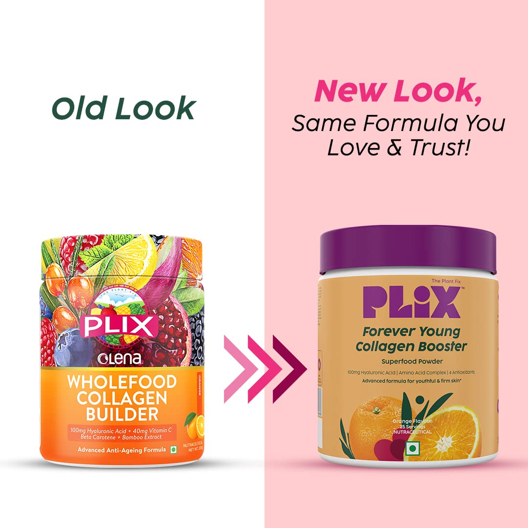 PLIX - THE PLANT FIX Collagen Supplement Powder Orange Flavor To Support Skin Elasticity,Firmness & Youthful Glow,100% Plant-based With Hyaluronic Acid & Vitamin C,For Unisex,Watermelon Flavour,Pack Of 1,0.5 grams