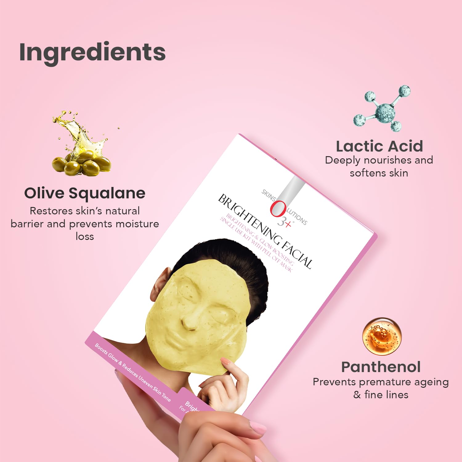 O3+ Brightening Facial Kit with Peel Off Power Mask 45gm | Boosts Glow and Reduces Uneven Skin Tone - For All Skin Types