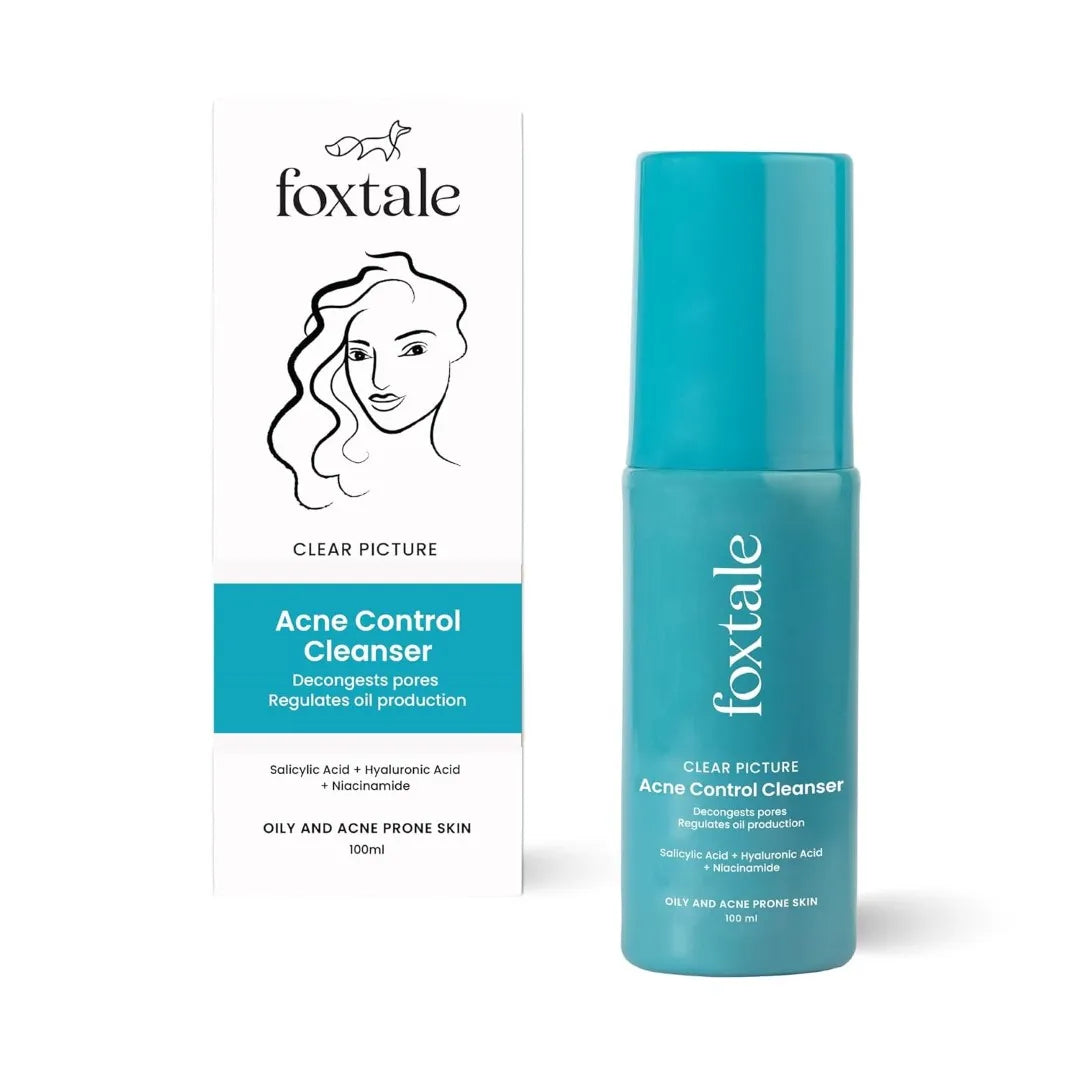 Foxtale Acne Control Cleanser for Oily & Acne Prone Skin, Controls Oil & Kills Acne Causing Bacteria, Acne Control Cleanser for Men & Women - 100 ml