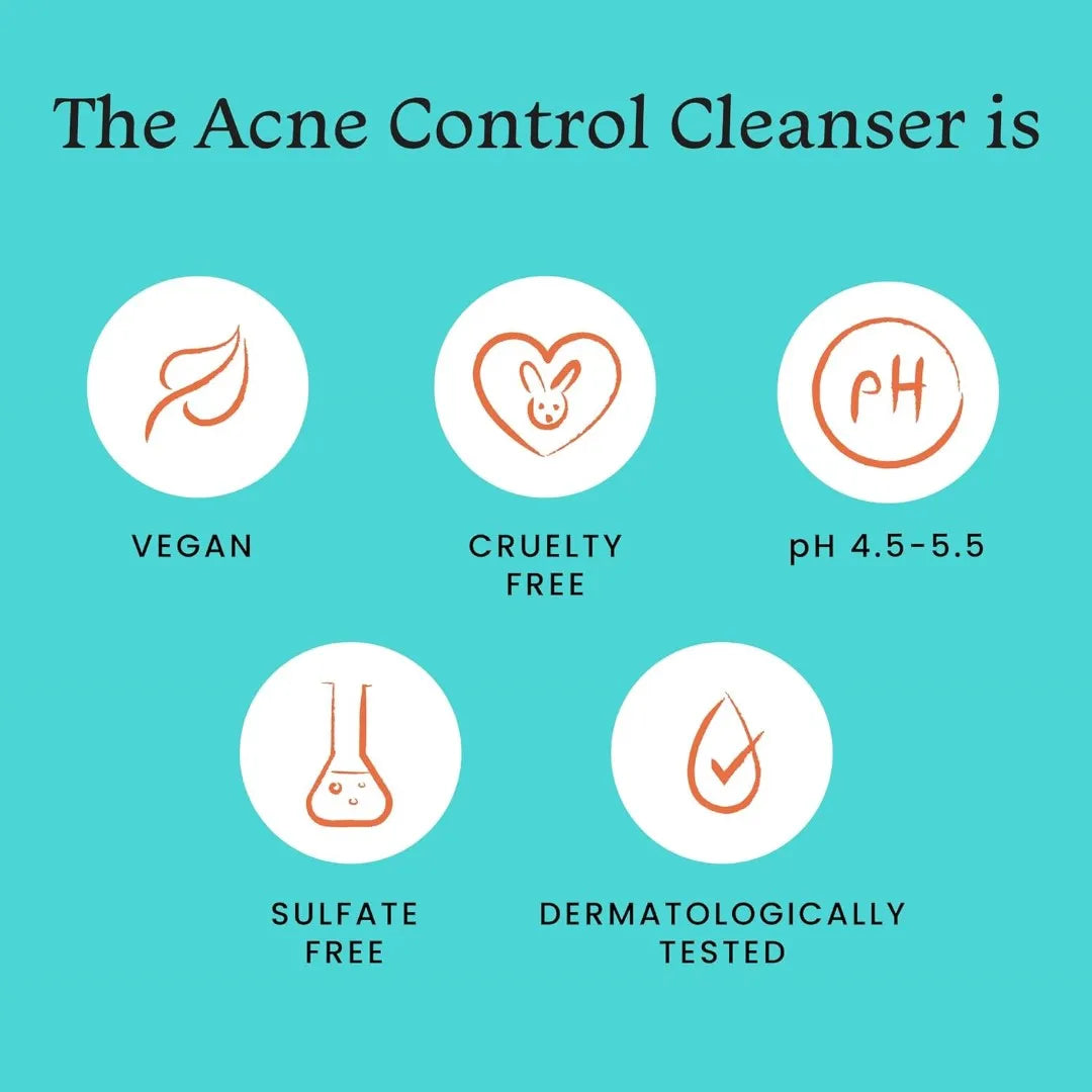 Foxtale Acne Control Cleanser for Oily & Acne Prone Skin, Controls Oil & Kills Acne Causing Bacteria, Acne Control Cleanser for Men & Women - 100 ml