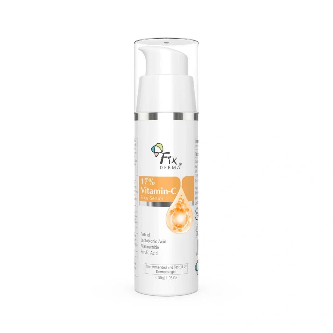 Fixderma 17% Vitamin C Face Serum for Glowing Skin | Retinol Face Serum for Skin Brightening | Anti Aging Night Face Serum with Niacinamide for Women and Men 30gm
