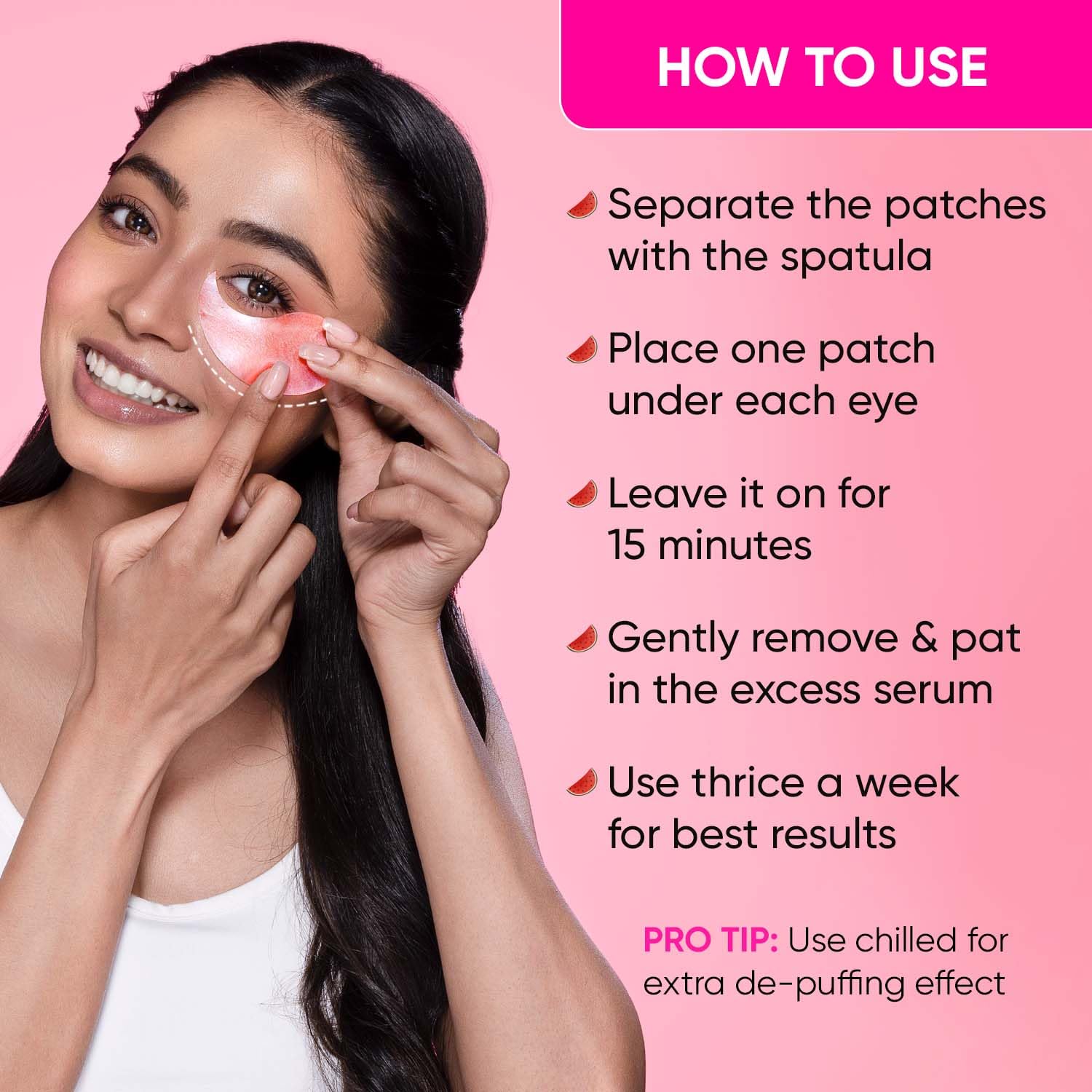 PLIX - THE PLANT FIX Watermelon Hydrogel Under Eye Patches for Dark Circles & Puffiness Reduction | Caffeine & Hyaluronic Acid | Eye Patches | Instantly Hydrates & Cools | 60 Patches