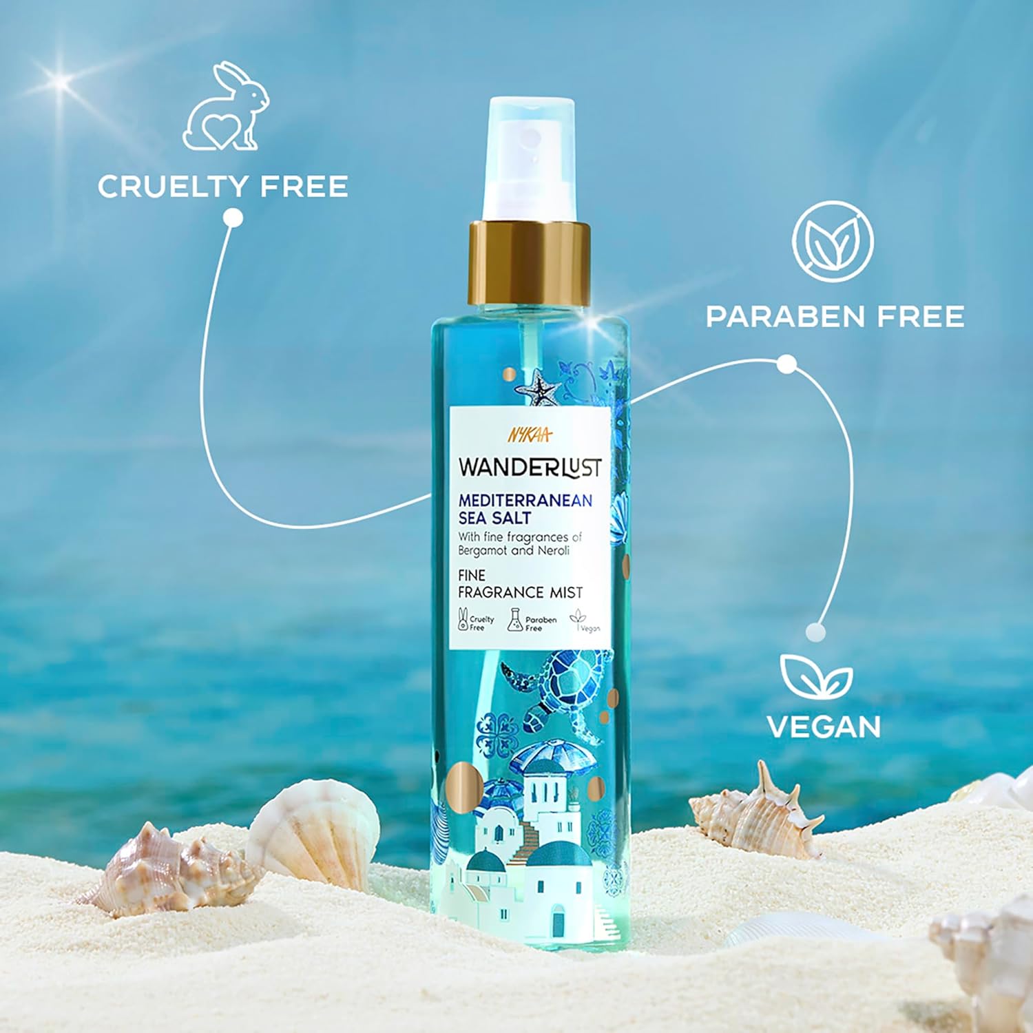 Wanderlust Mediterranean Sea Salt Shower Gel, 300 ml| Nourishes & Rejuvenates | Gentle Cleanser| Refreshing bodywash | Enriched With hydrating Glycerine | Paraben-Free, Vegan | Suitable for All Skin Types