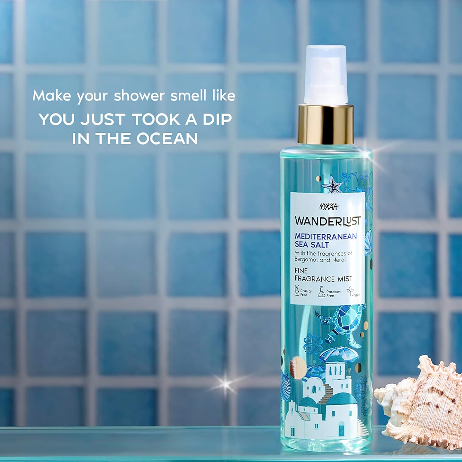 Wanderlust Mediterranean Sea Salt Shower Gel, 300 ml| Nourishes & Rejuvenates | Gentle Cleanser| Refreshing bodywash | Enriched With hydrating Glycerine | Paraben-Free, Vegan | Suitable for All Skin Types