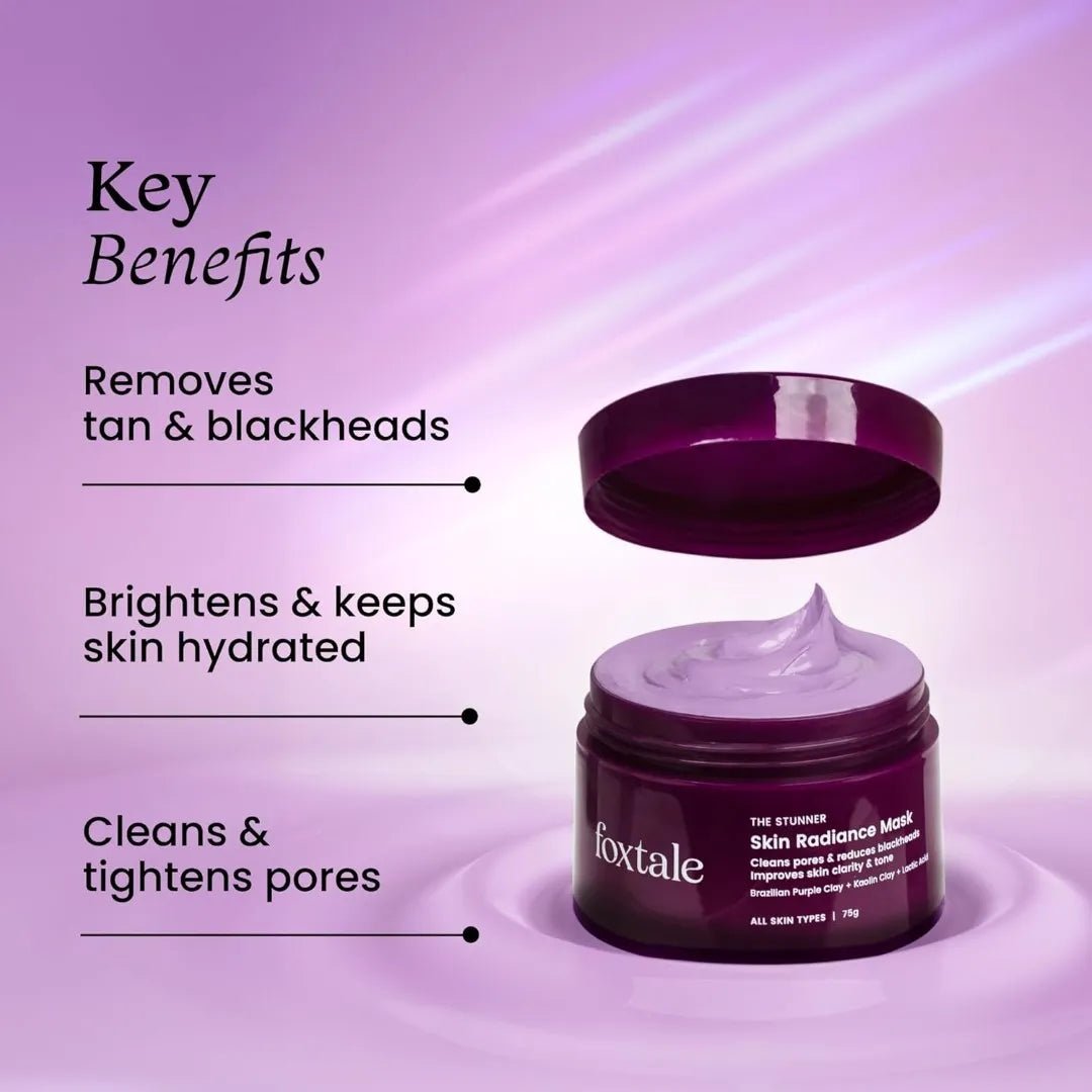 ftradmask - Foxtale De - Tan Skin Radiance Mask, With Lactic Acid, Brazilian Purple Clay & Kaolin Clay (75g) - Looknstyle