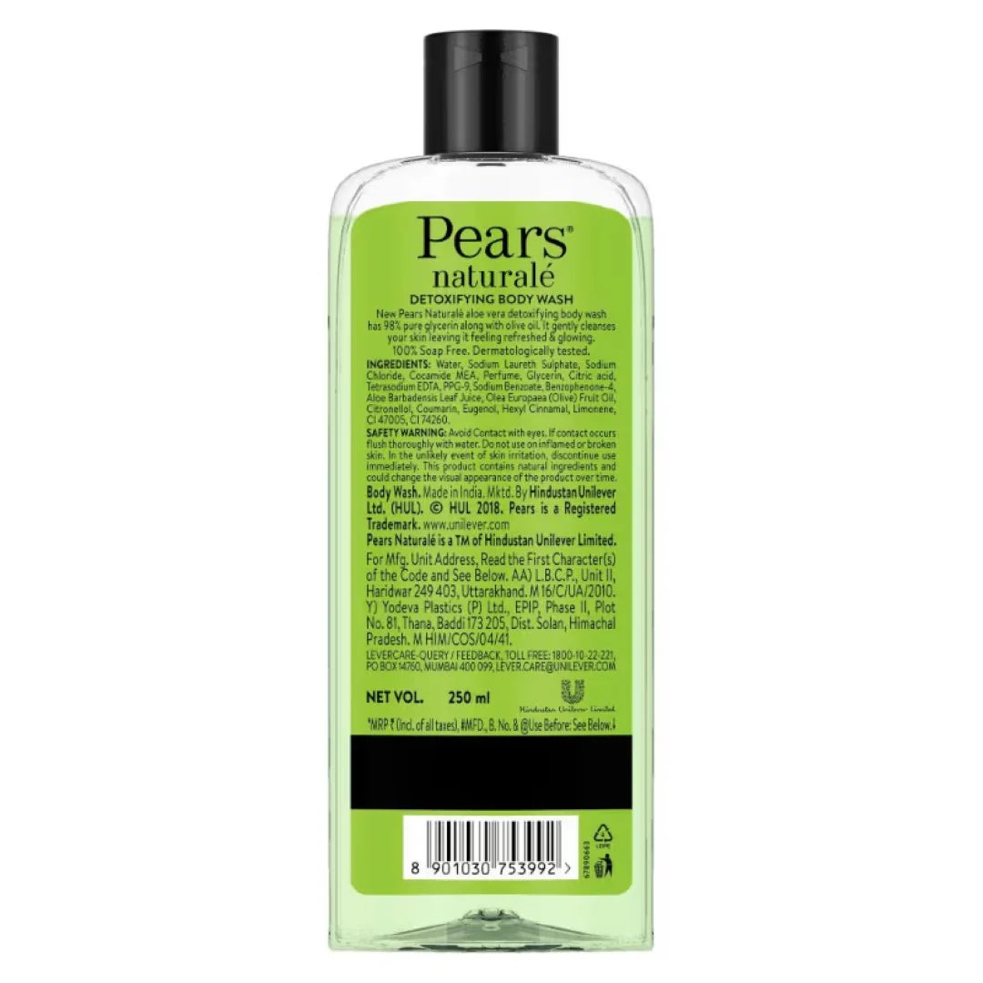 Pears Naturale Detoxifying Aloe Vera Body Wash Paraben Free Shower Gel (250ml)