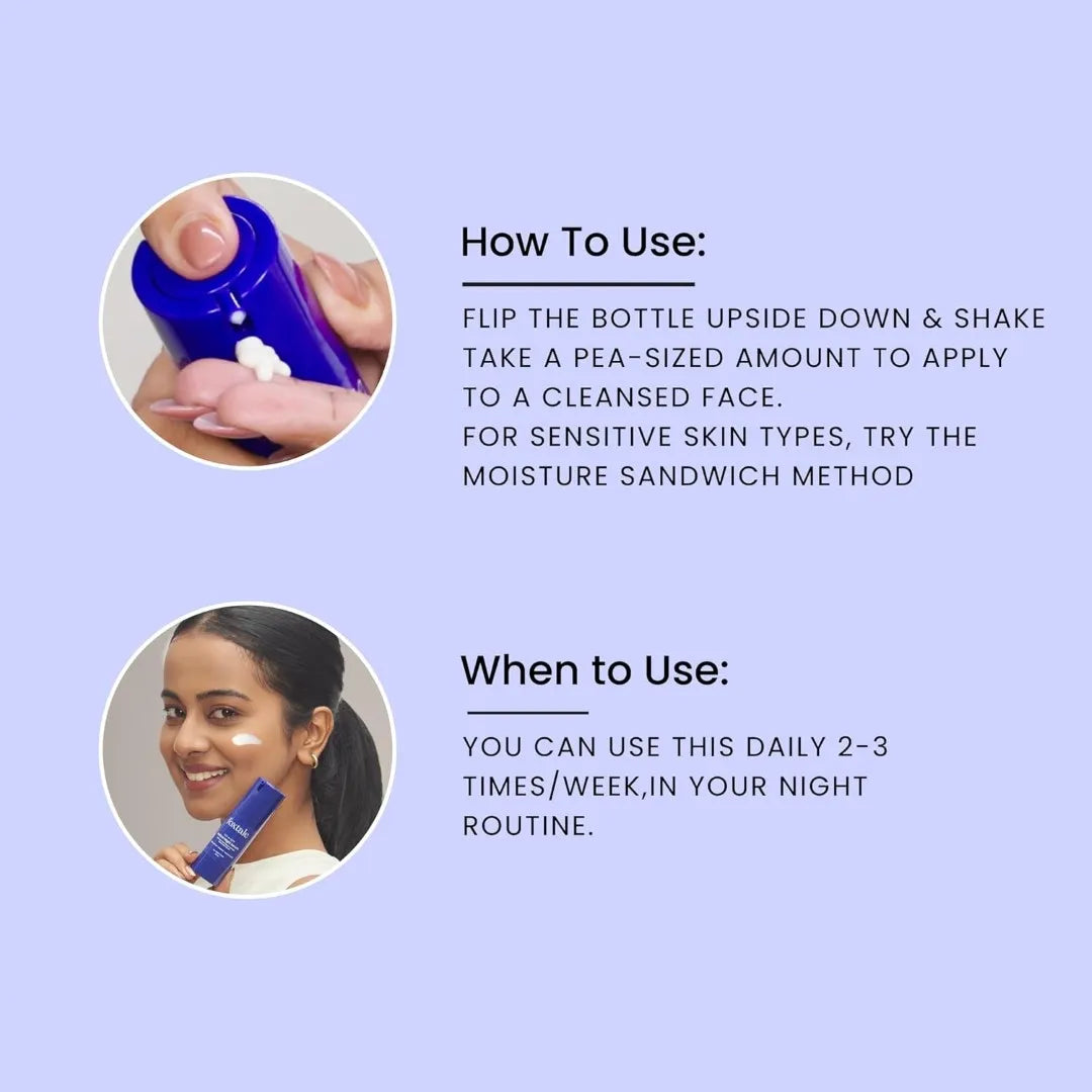 Foxtale 0.15% Beginner Friendly Retinol Night Serum | Anti-Aging Night Cream | Reduces Fine Lines and Wrinkles | No Purging | For Younger-looking Skin | Men & Women | All Skin Types - 30 ml