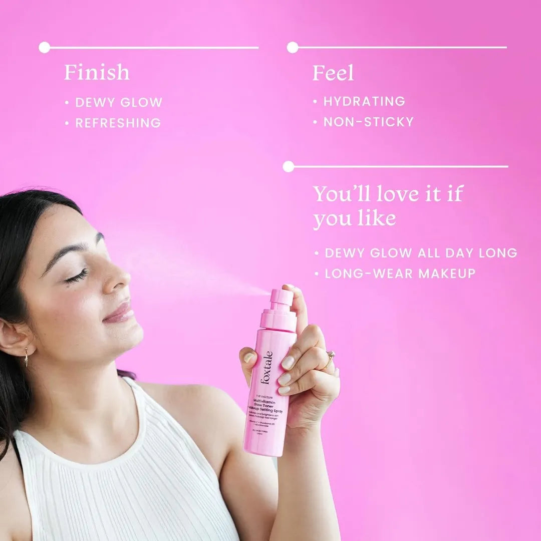 Foxtale Multivitamin Glow Toner & Makeup Setting Spray with Vitamin C & Niacinamide, Hydrating Toner for Glowing Skin, Alcohol-Free, For All Skin Types, 150 ml
