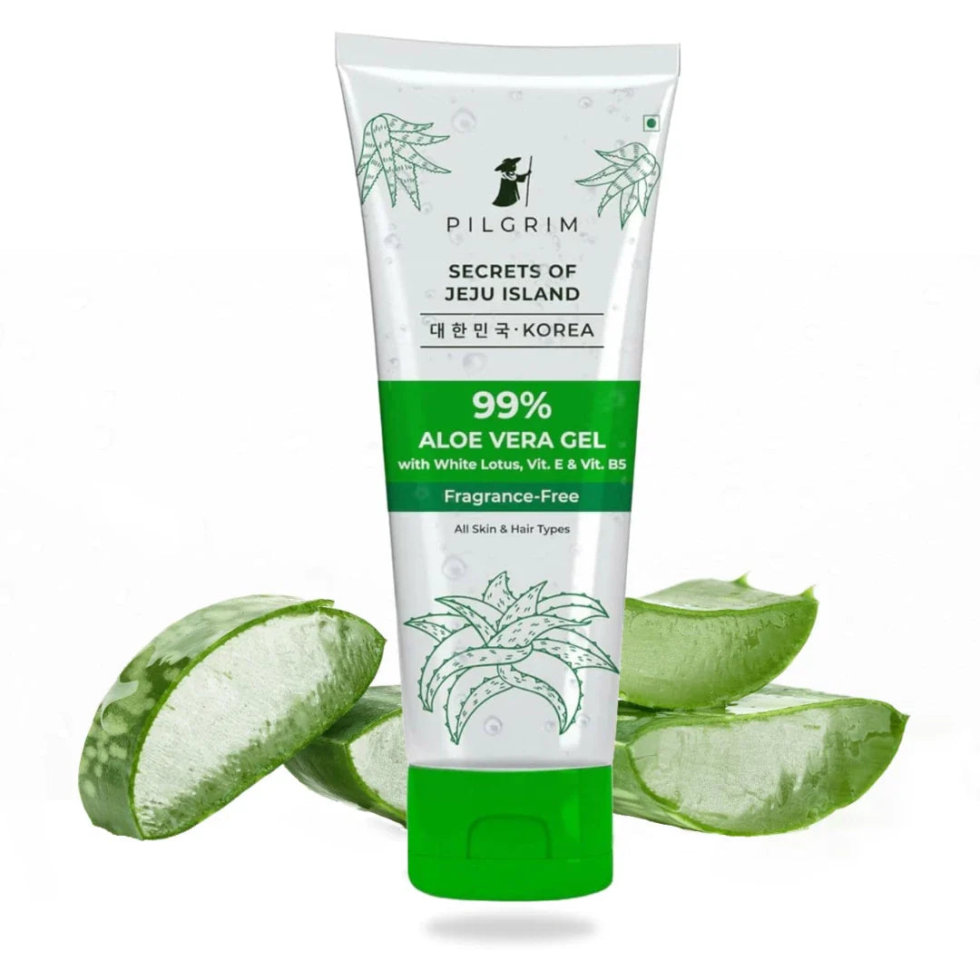 PILGRIM Korean 99% Pure Aloe Vera Gel with Vitamin E & Vitamin B5 for Face & Hair (200ml)