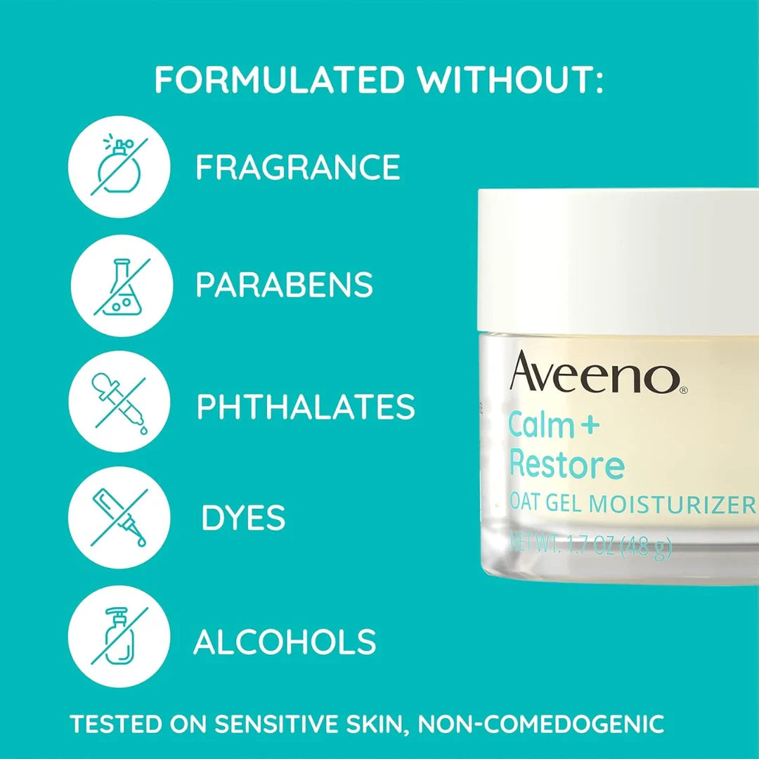 Aveeno Calm + Restore Oat Gel Facial Moisturizer for Sensitive Skin (50ml)