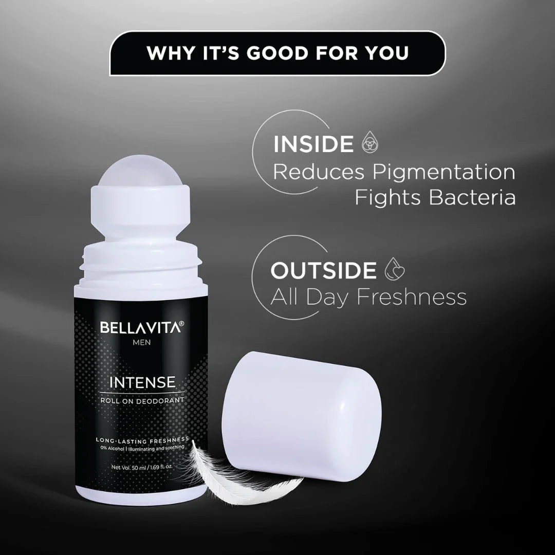 Bella Vita Intense Natural Underarm Roll On Deodorant for Men (50ml)