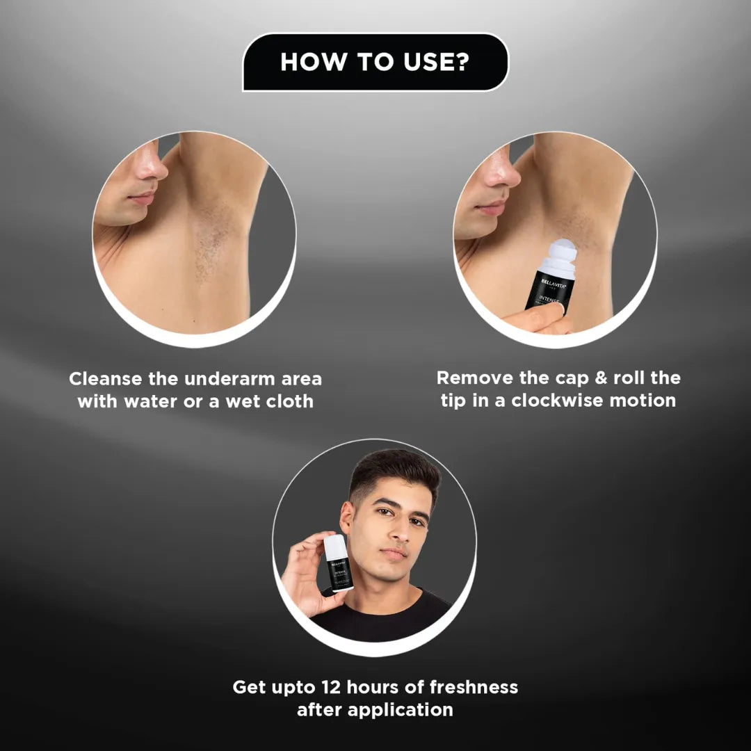 Bella Vita Intense Natural Underarm Roll On Deodorant for Men (50ml)