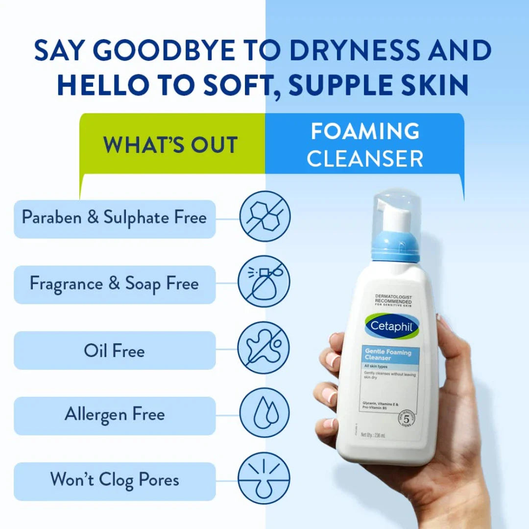 Cetaphil Gentle Foaming Cleanser  For dry to normal, sensitive skin 236ml