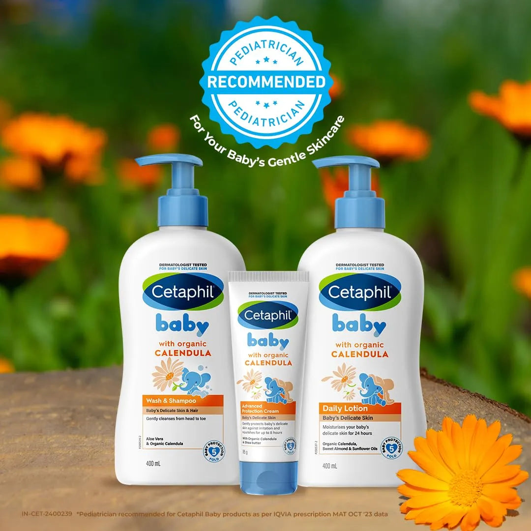 Cetaphil Baby Daily Lotion - 400ml and Cetaphil Baby Cream, Face & Body Moisturizing Cream - 85g | Advance Protection with Calendula