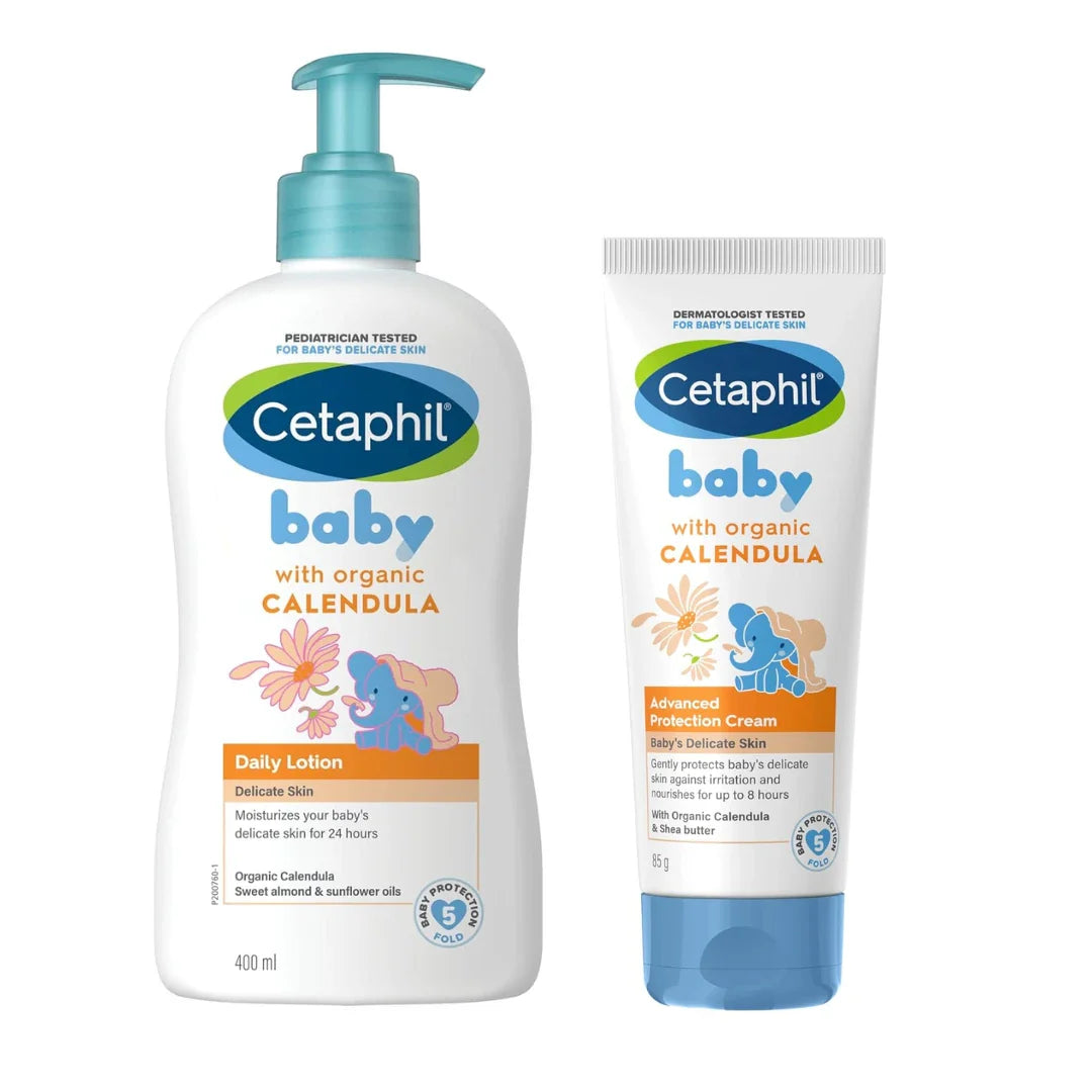 Cetaphil Baby Daily Lotion - 400ml and Cetaphil Baby Cream, Face & Body Moisturizing Cream - 85g | Advance Protection with Calendula