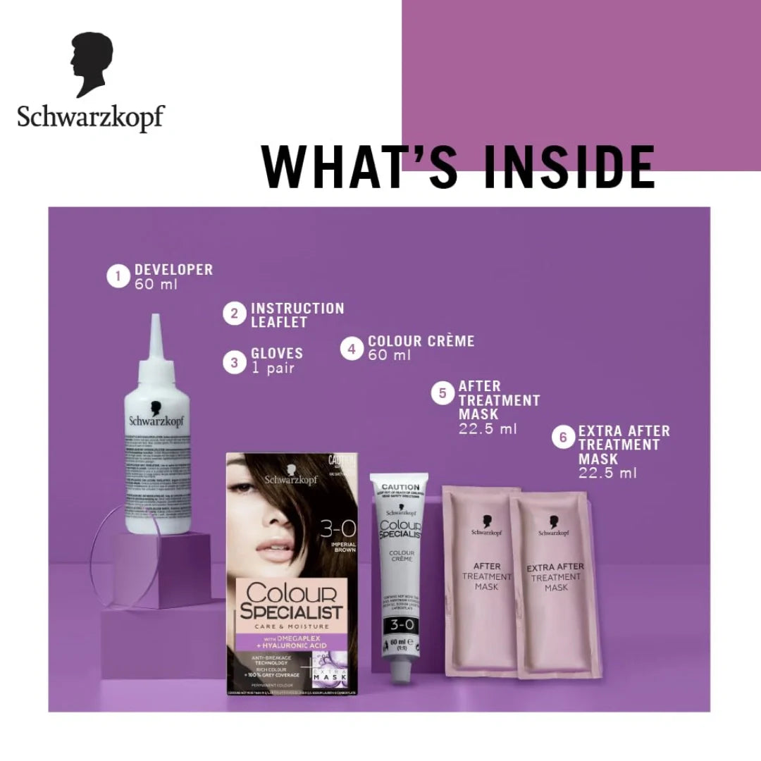 Schwarzkopf Colour Specialist Permanent Hair Colour - 3.0 Imperial Brown (165ml)