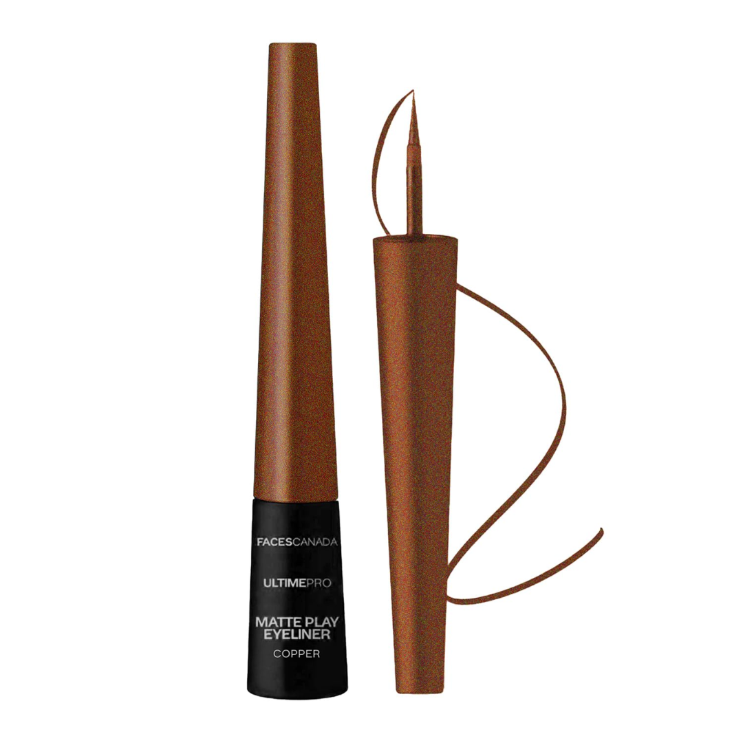 FACES CANADA Ultime Pro Matte Play Eyeliner - Gold, 2.5 ml | Quick Dry | Shimmer Finish | 24 Hr Long Lasting Formula | Precise Felt Tip | Highly Pigmented | Waterproof, Smudgeproof & Sweatproof