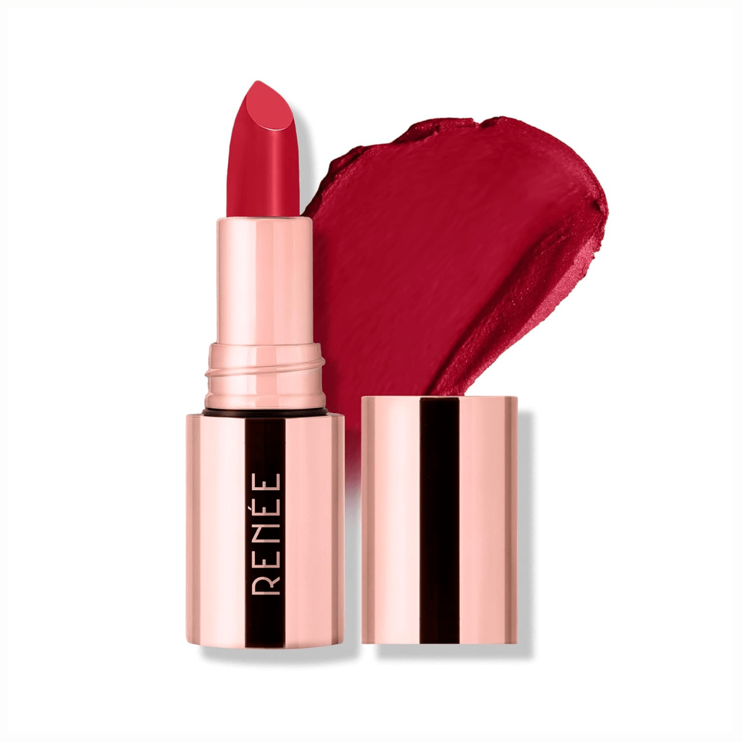 renee everstay -02 red scarlet - RENEE Everstay Matte Lipstick - Red Scarlet, Long Stay, Hydrating & Non - Drying, Smudge & Transfer Proof, Lightweight, Intense Pigment, Full Coverage, Vitamin E Infused, for All Occasions, 4.2g - Looknstyle