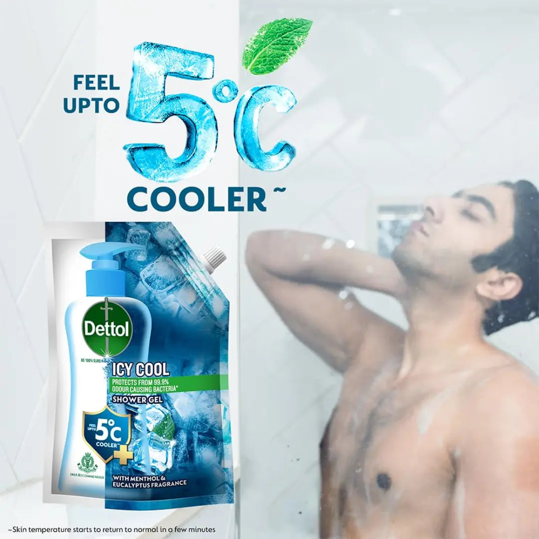 Dettol Body Wash and Shower Gel for Women and Men, Cool- 450ml | Soap-Free Bodywash | 12h Complete Odour Protection