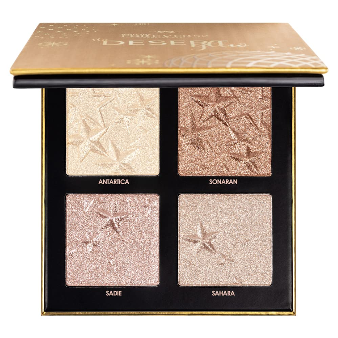 Daily Life Forever52 4 Color Palette Smooth Shine Highlighter Waterproof Long-Lasting Easy-To-Blend Shimmery Powder for Perfect Face Makeup (Desert Glow) DGH002 DGH002