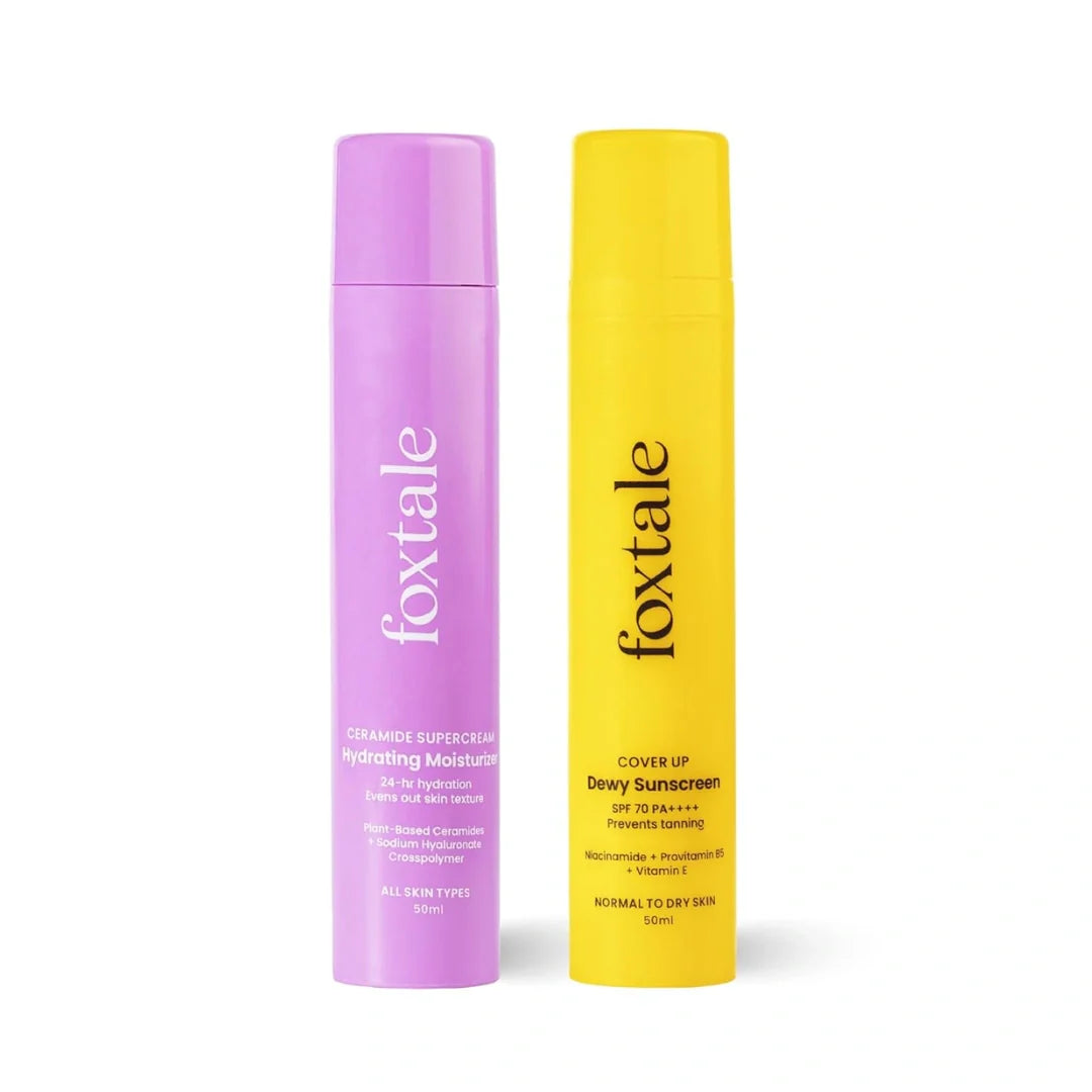 Foxtale Dewy Skin Duo | Ceramide Supercream Moisturizer - 50ml + Dewy Finish Sunscreen 50ml