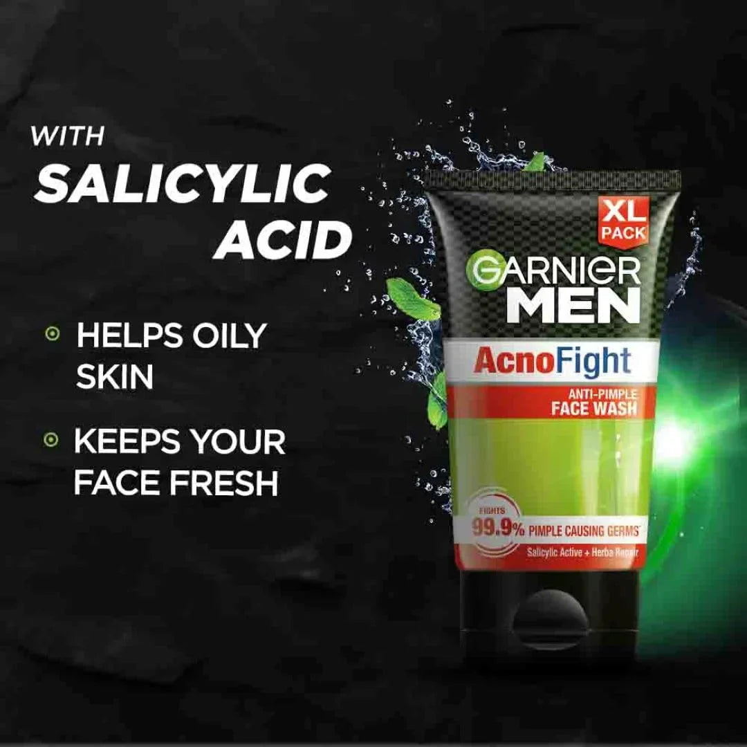 Garnier Men Acno Fight Anti Pimple Face Wash | all Skin Types (150ml)