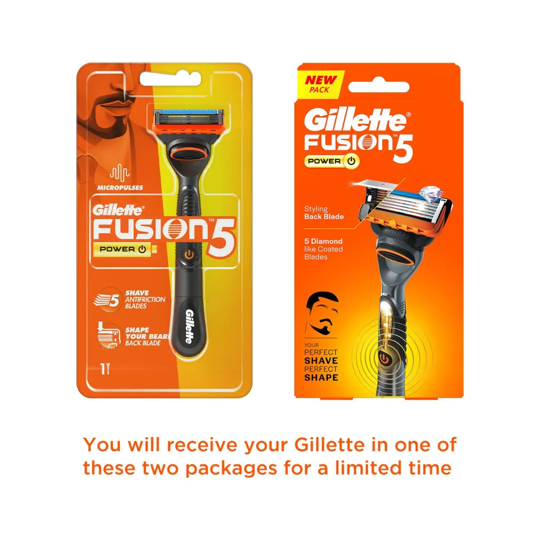 Gillette Fusion Power Razor for Men with blades | With Back blade beard shaper | Face Razor with Precision trimmer | Style Beard Edges | Perfect Shave Perfect Shape | Beard Styling Razor for Men