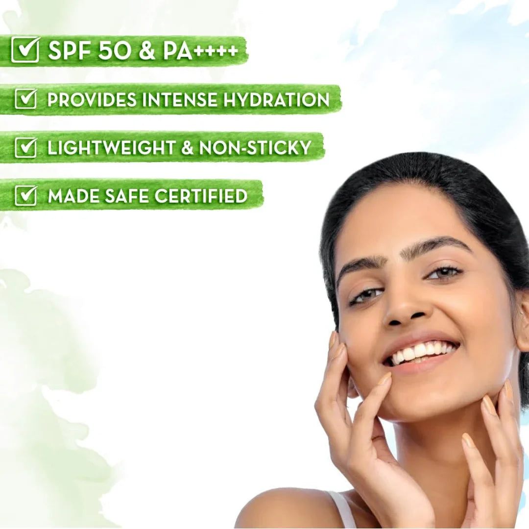 Mamaearth Hydragel Indian Sunscreen Spf 50, With Aloe Vera & Raspberry, For Sun Protection - 50g (Pack of 2)