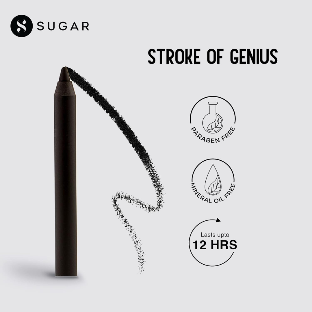 SUGAR Cosmetics Stroke Of Genius Heavy Duty Kohl - 05 Black Magic & Free Sharpener