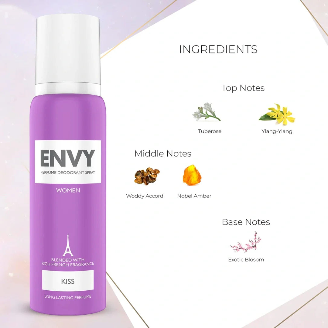 ENVY Kiss Deodorant | Long Lasting Deo Perfume Spray For Women (120ml)