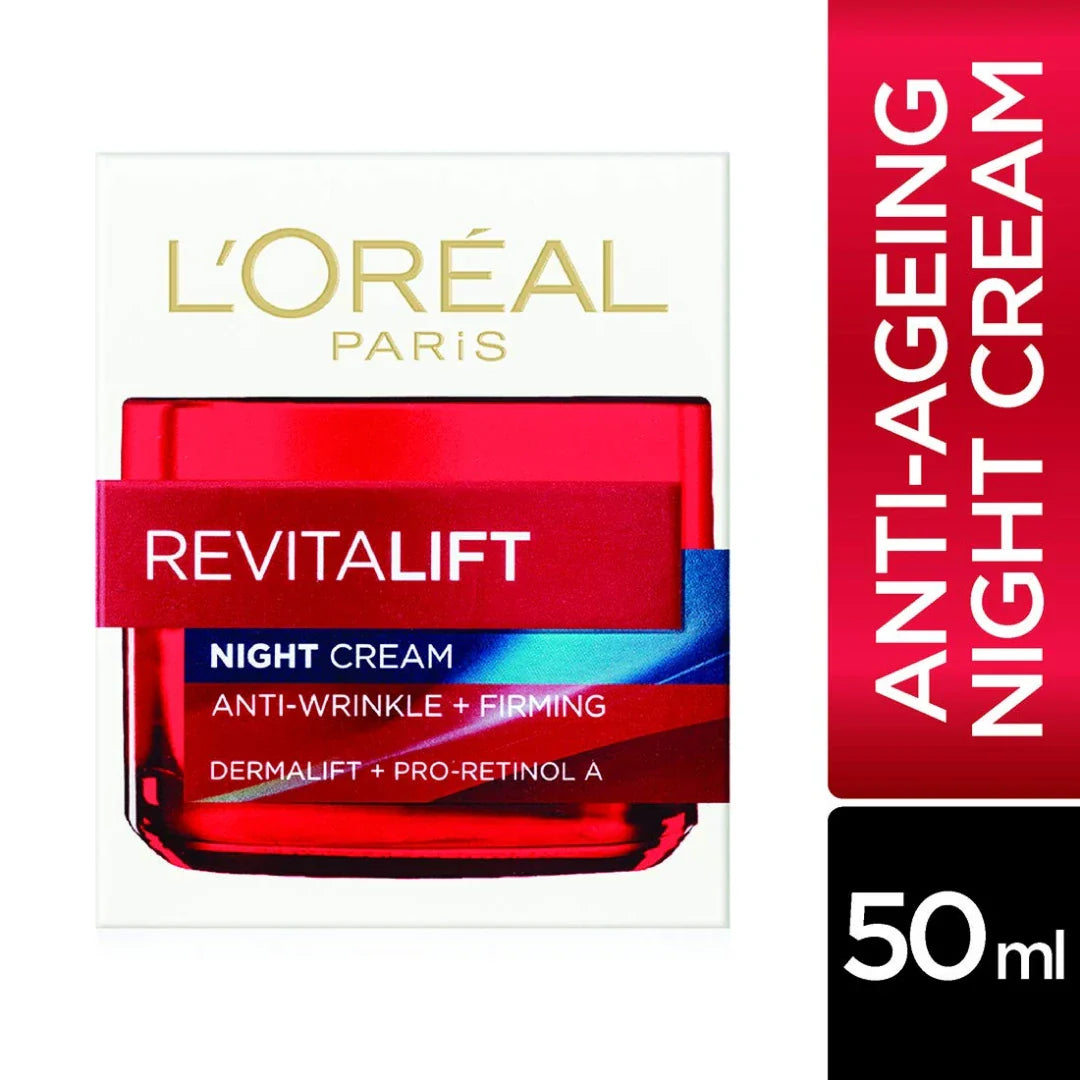 L'Oréal Paris Revitalift Night Cream, Hydrating and Boosting, With Dermalift technology + Pro-Retinol A, 50ml