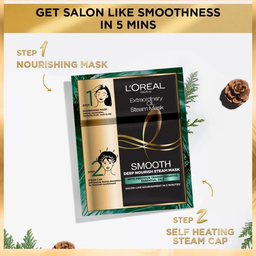 lphairmask - L'Oréal Paris Extraordinary Oil Smooth Steam Mask (Paraben Free) 20ml + 40g | (Expiry Date 08/2025) - Looknstyle
