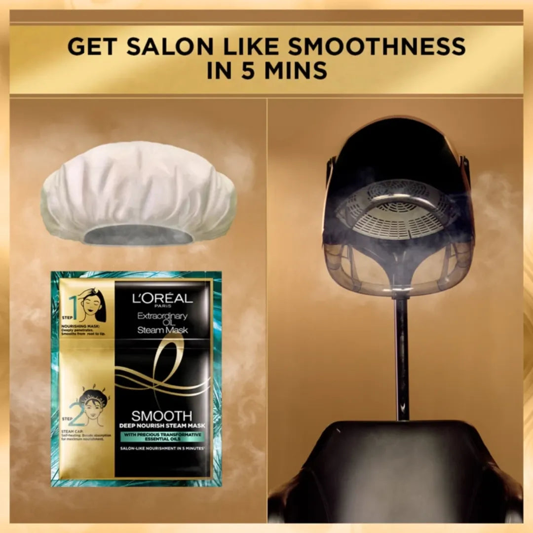 L'Oréal Paris Extraordinary Oil Smooth Steam Mask (Paraben Free) 20ml + 40g | (Expiry Date 08/2025)