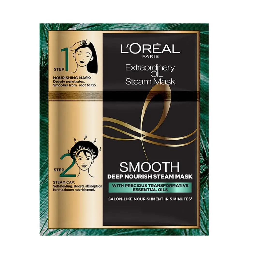 L'Oréal Paris Extraordinary Oil Smooth Steam Mask (Paraben Free) 20ml + 40g | (Expiry Date 08/2025)
