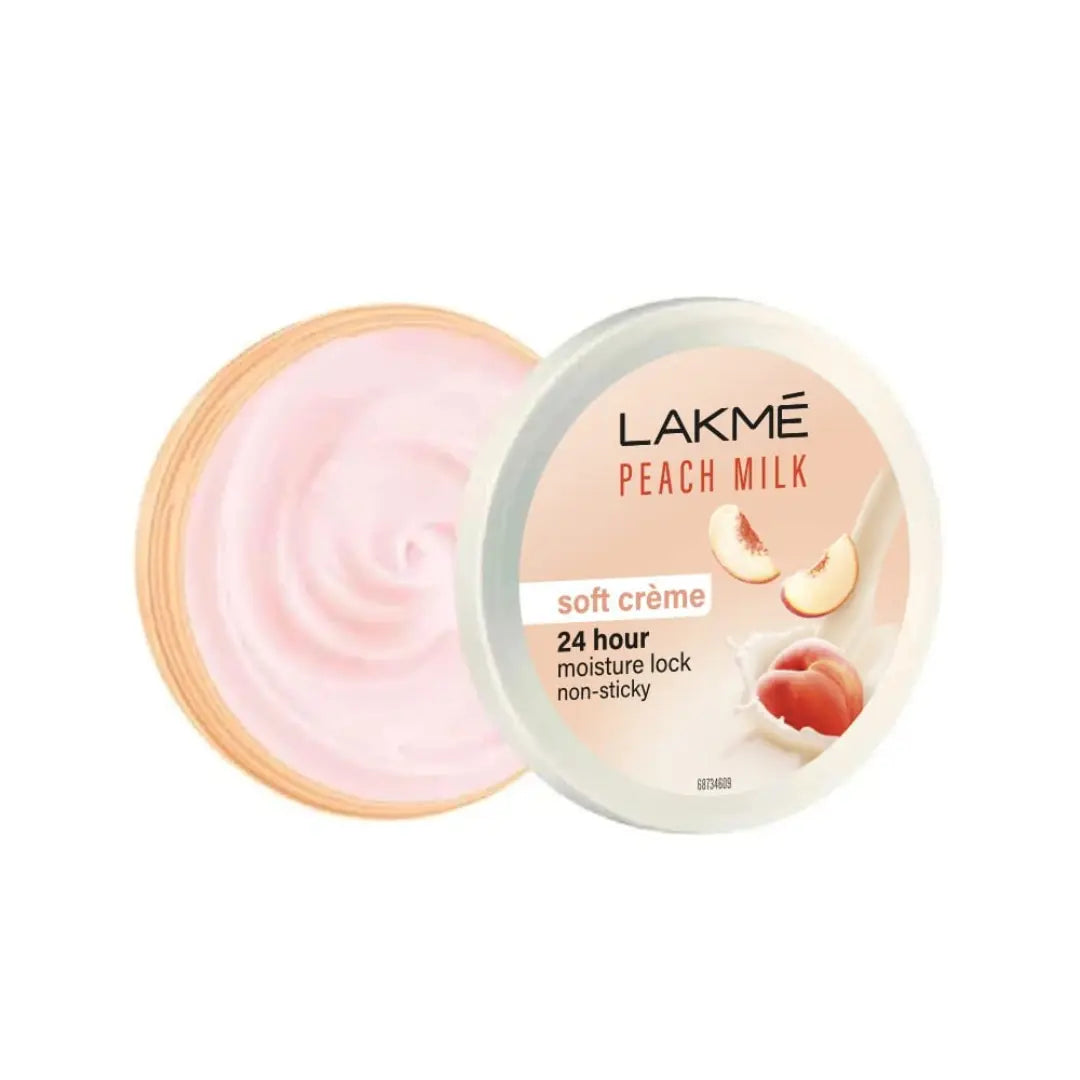 Lakme Peach Milk Soft Crème Light Moisturizer for Face 200g, Daily Lightweight Face Lotion with Vitamin E for Soft Skin- Non Sticky 24h Moisture