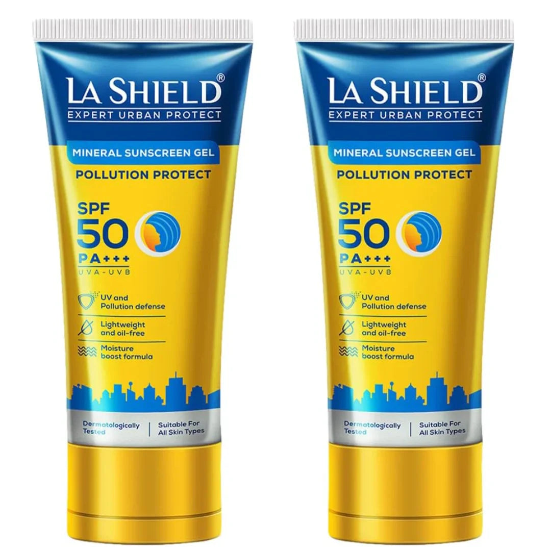 La Shield Pollution Protect Mineral Sunscreen For All Skin Type Gel Spf 50, White, 50g (Pack Of 2)