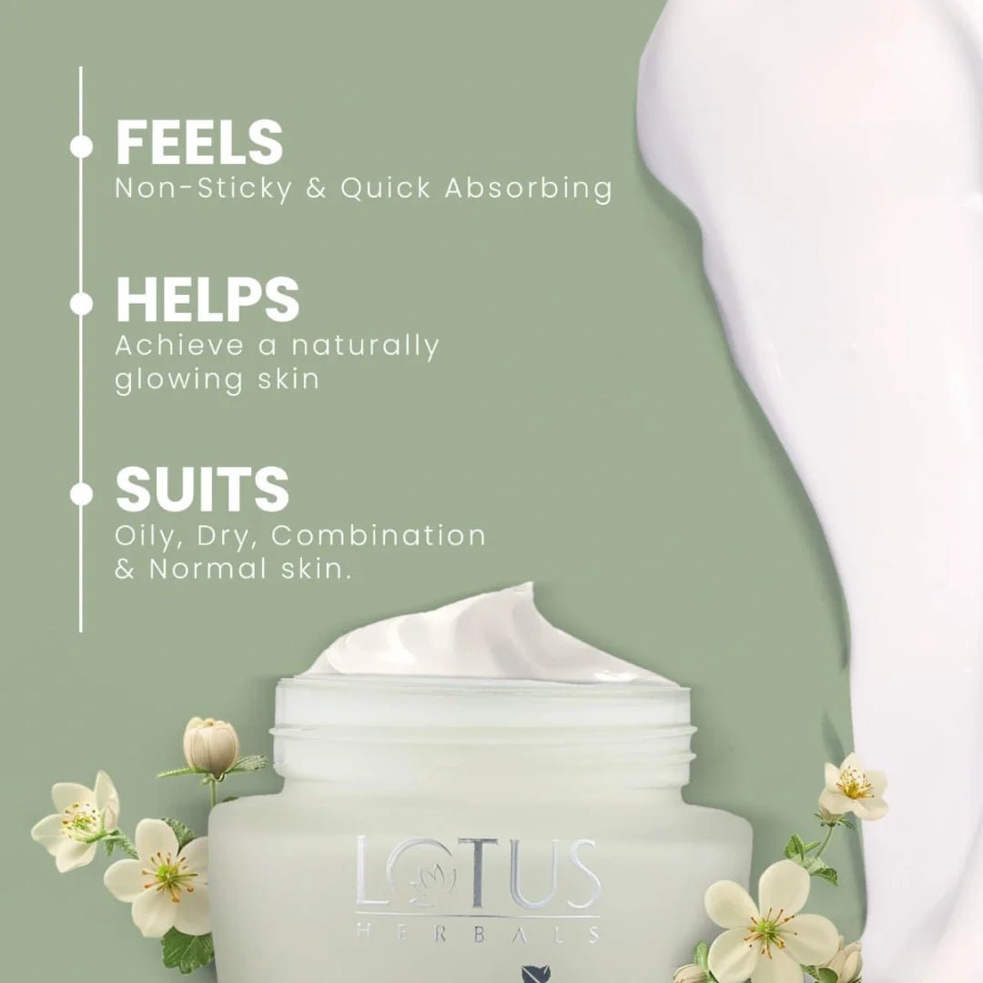l1 - Lotus Herbals WhiteGlow Skin Whitening And Brightening Gel, Face Cream with SPF - 25, for all skin types, 40g - Looknstyle