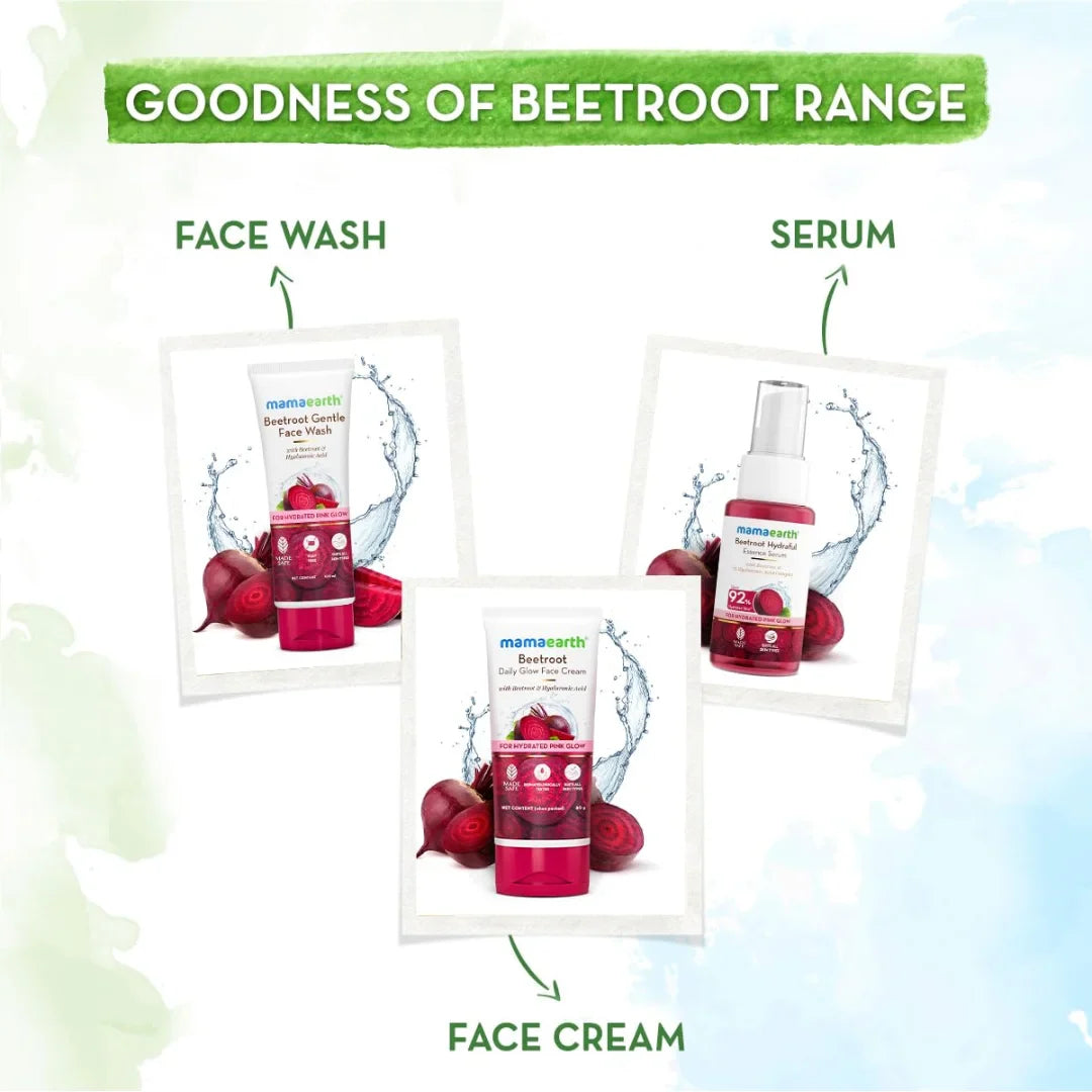 Mamaearth Beetroot Gentle Face Wash -100ml & Beetroot Daily Glow Face Cream- 80g